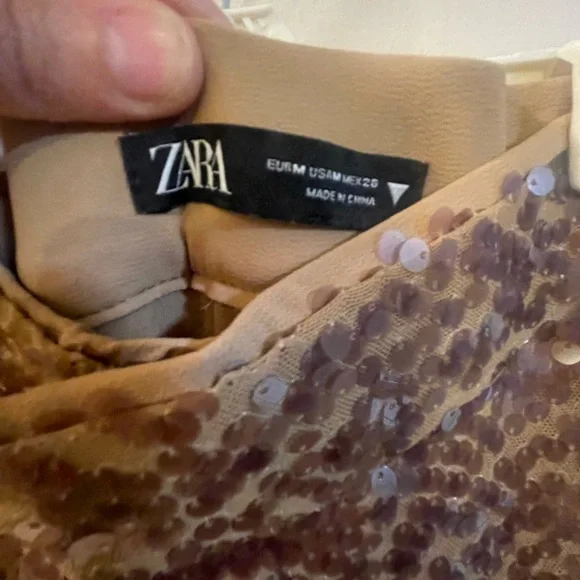Zara Brown Sequin Pants - Picture 6 of 10